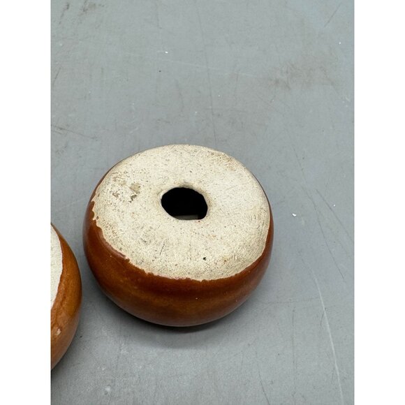 Vintage Ceramic Brown Donut-Style Salt & Pepper Shakers With Glossy Finish READ - Picture 4 of 8